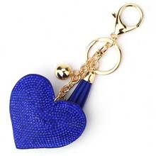1pc Rhinestone Heart Solid Color Bag Charm Keychain Key Ring Pendant Gift , Backpack Wallet Pendant Small Gift Fashion Metal Bag Charm Travel Accessories - Red - View 4