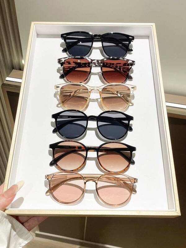 6 قطع/مجموعة نظارات شمسية كاجوال للنساء، إطارات عصرية للاستخدام اليومي، الأنشطة الخارجية، رحلات الشاطئ والحفلات والمهرجانات الموسيقية، مقاومة للرياح مناسبة للعطلات الصيفية على الشاطئ والأنشطة الخارجية والسفر
