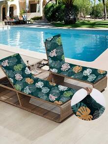 1pc Milk Silk Tropical Leaf, Flamingo Printed Beach Chair Cover, Removable And Machine Washable Stretch Beach Chair Protector, Suitable For Swimming Pool, Beach - Multicolor - View 3