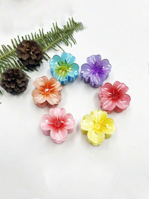 1pc/6pcs Four-Petal Flower Hair Claw Clips, Suitable For Girls Daily, Casual, Party, Commuting, Vacation - Hair Styling, Best Gift Choice For New Year, Birthday, Anniversary, Valentine's Day And All Holidays