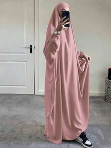 1pc Solid Color Elastic Sleeve Design Prayer Abaya Khimar, Loose Fit Cinched Sleeve Abaya, Suitable For Women's Daily Wear And Prayer, Muslim Islamic Clothing - Multicolor - View 26