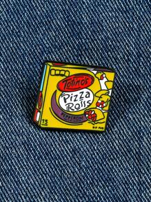 1/4 pièces Broche de rouleau de pizza, épinglette en métal d'alliage avec lettres colorées, accessoire décoratif pour sac, vêtements, bureau, chemises, vestes, bijoux pour Noël et Halloween