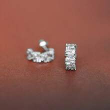 1 par de brincos de argola de zircônia cúbica banhados a ouro e prata esterlina S925, design CZ brilhante, brincos minimalistas de luxo para o dia a dia para mulheres