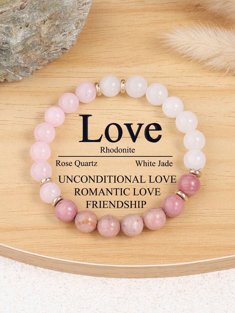 1個ボヘミアンスタイル ラブブレスレット、ロードクロサイト、ホワイト