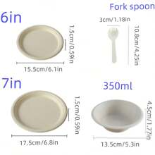 50/100/150pcs Compostable Paper Pulp Disposable 6-Inch Plates,