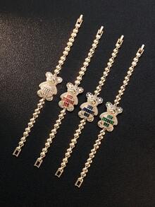 这款可爱的厚重心形泰迪熊手链，由铜和合成锆石制成，是送给女性的完美礼物，适合派对、生日礼物、馈赠亲友的饰品，还可以和闺蜜一起佩戴。 - 小熊手鍊 - 查看 1