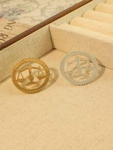 1 Set de insignia, broche, gemelos y corbatín de alta calidad con diseño de justicia y equidad del signo zodiacal Libra para abogados y hombres - Pin de collar de Libra - Ver 6