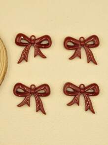 Pingente grande de laço vermelho elegante e moderno de 1/4 peças, adequado para fazer joias, brincos, colares, chaveiros, pingentes e bolsas, adequado para fazer acessórios para festas de fim de ano, presentes para o Dia das Mães
