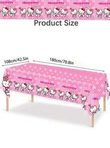Sanrio Sanrio 1pc Disposable Cartoon Tablecloth, PVC Party Decoration Table Cover, Outdoor Picnic Dining Table Cloth