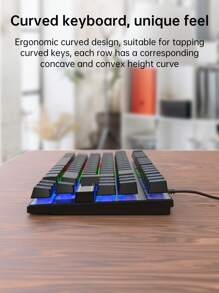1 Stück K87Pro RGB hinterleuchtete Gaming Mechanik-Gefühl Tastatur, kompakte 87-Tasten kabelgebundene Membrantastatur