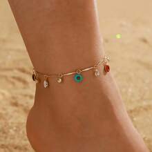 1-4pcs Golden Decor Anklet Suitable For Daily Wear And Beach Vacation For Summer Vacation Travel Beach Party,Gold Jewelry - Ocean Style Anklet - View 7