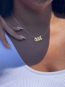 1 款女式天使数字项链数字 000-999 金色不锈钢数字吊坠 - 金色 - 查看 4