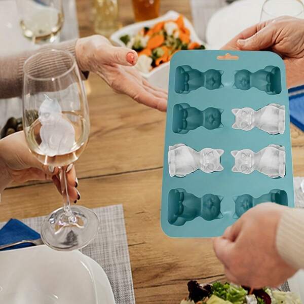 1 pièce Moule à glaçons en forme de chat 3D de grande taille, fabricant de boule de glace en silicone original pour boissons fraîches