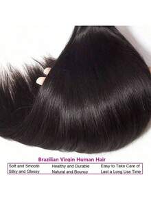 10A Human Hair Bundles 20 Inch Straight Bundles Human Hair Unprocessed Brazilian Virgin Weave 1/3 Pcs Bundles Thick & Free… - Natural & Black - View 5