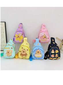 1pc Capybara Chest Bag Cute Cartoon One-Shoulder Crossbody Bag Casual Versatile Storage Chest Bag