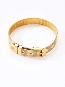 1 件可调节不锈钢网链手链，带金铜心、海豚、生命之树、吊饰，适合女性、情人节、母亲节礼物 - 金黃色 - 查看 20