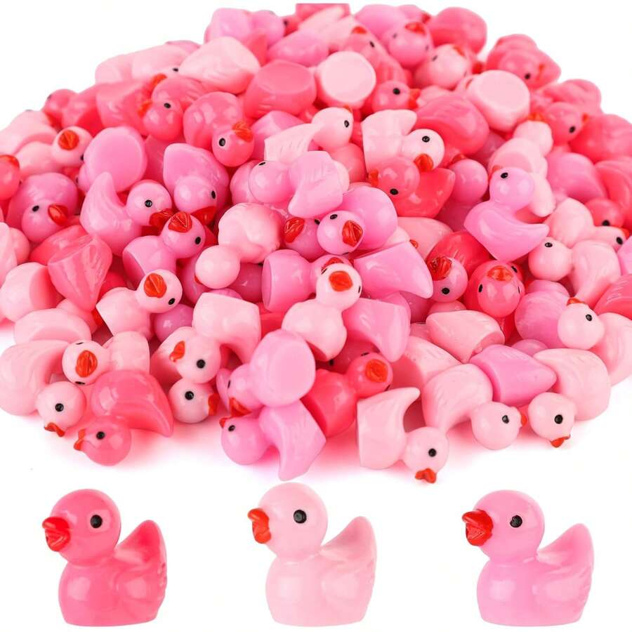 50 Pcs Mini Glitter Ducks Colorful Little Resin Ducks, Can Be Hidden Plastic Animal Figures, For Playhouse Miniature Playhouse Landscape Aquarium Decoration(Random Color)