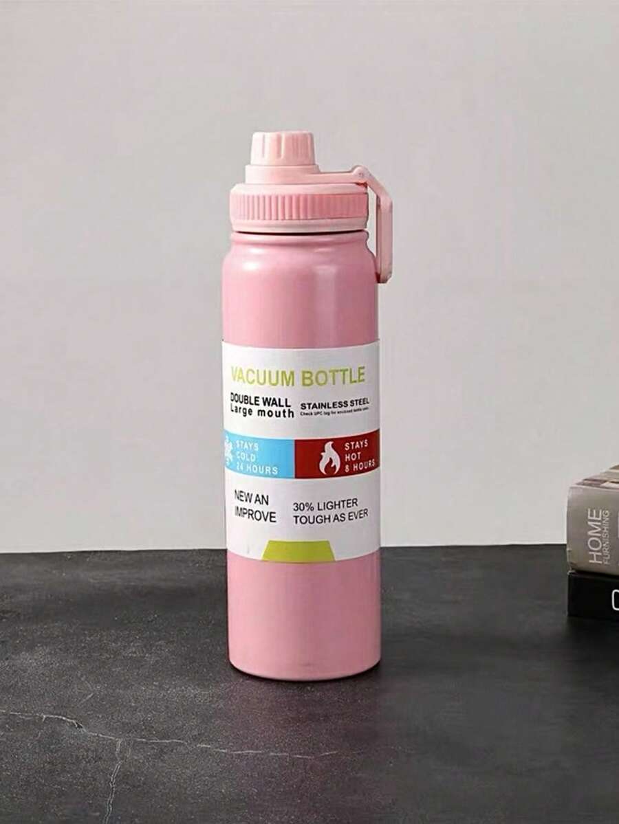 800ml Thermal Bottle Hot & Cold Space Bottle With Stainless Steel Insulation Large Capacity - Rosa - Ver 1