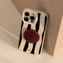 1pc GUCADI Vintage Creative High-End Soft Cheese White Stripes + Red Brown Support Shockproof Full Coverage Phone Case Compatible With Apple IPhone 16/15/14/13/12/11 Series