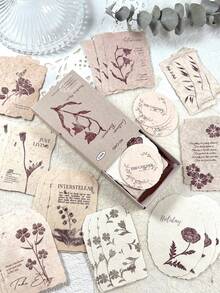 1 盒 30 张复古花卉纹理压花便签贴纸，用于制作卡片、DIY 日记本、剪贴簿、相册、杂志装饰、学校用品、返校