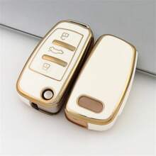 1 pièce Nouvelle housse de clé de voiture en TPU avec porte-clés. Couvercle de coque pour Audi A3, A6, C5, C6, Q3, Q2, Q7, TT, TTS, R8, S3, S6, RS3, RS6, A4. Accessoire protecteur anti-chute et anti-poussière pour porte-clés.