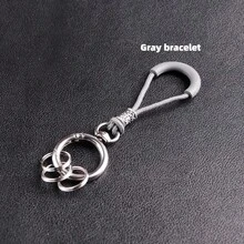 1pc Unisex Black & Silver Solid Color Elegant Zinc Alloy Simple Rope Keychain - 2 Colors - View 5