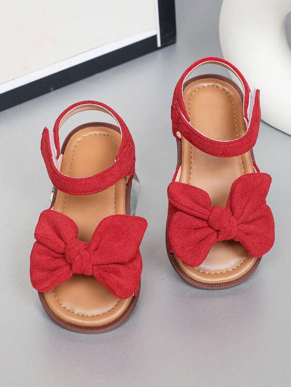 Sandálias de Menina Bebê/Criança com Laço Decorativo Minimalista, Moda Versátil, Clássica e Fofa, com Tira de Gancho e Laço, Bico Fechado, Sapatos de Princesa para Caminhar, Bico Redondo e Sola Macia, Adequado para Primavera, Verão, Outono e Inverno
