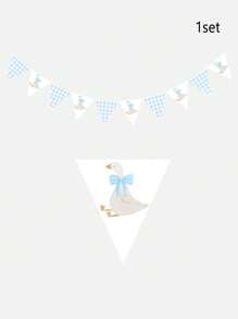 Goose Theme Party Decorations, One Silly Goose Banner Triangle Flag, Pink Or Blue Checkered Pennant, 1st Birthday Shower Party Decoration, Farm Animal Themed Party Favor(DIY)