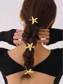 3/2/1 Stücke Ozeanmotiv Metall Seestern Haargummis, Zinklegierung Pferdeschwanz Halter Haargummis Haargummibänder Scrunchies Haarband Haargummi
