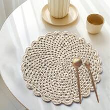 1 peça/4 peças Jogos Americanos de Renda Vintage, Toalhinhas de Crochê Feitas à Mão, Toalha de Mesa/Descanso de Copo de Renda Vazada, Perfeito para Festas, Casamentos, Mesas de Ramadã, Decoração, Apanhador de Sonhos, Presentes