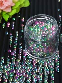 1 pièce de remplissage en résine époxy avec perles de verre aurore, mini perles à bulles de tailles mélangées pour le remplissage de moule en silicone, fournitures artisanales DIY, fournitures pour la fabrication de bijoux