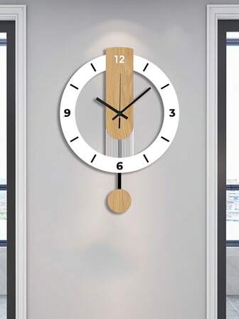 1 Stück, Weiße Holzmaserung Acryl Kreativ Pendeluhr, Lautlose Uhr, Geeignet für Wohnzimmer, Schlafzimmer, Raumdekoration, Heimdekoration, Küche, Bürodekoration, Geburtstag, Neujahr und Valentinstag Geschenke, Schlafzimmerdekoration, Studentenwohnheim Dekoration, Rückkehr zur Schule