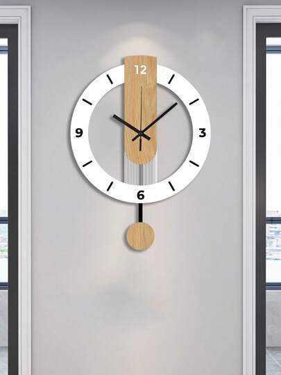 Pc, Wit Wood Grain Acrylic Creative Swing Wand Clock, Silent Living Room, Bedroom, Room ation, Home Kitchen, Office Birthday, Bedroom Dormitory Back To School