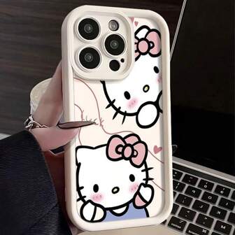 Sanrio Étui de protection antichoc pour téléphone compatible avec Apple 16/15/14/13/12/11/XSMAX/XS/X/XR, avec écran complet et mignon chat chat souriant de la marque Sanrio