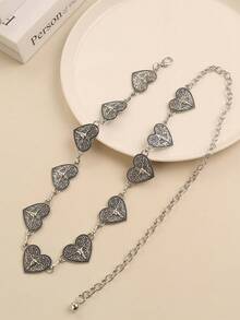 Silver Heart Abstract Ox Head Waist Chain - Silver - View 6