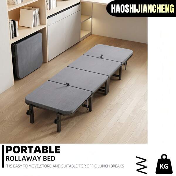[Limited-Time Offer] 1pc 71-Inch Foldable Gray Bed, Opens In 3 Seconds, Camping Essential, Suitable For Office Napping, Camping, Garage, Dorm, Small Spaces