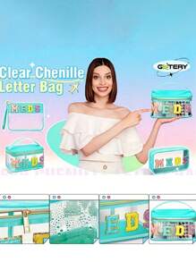 Fashion Transparent PVC Cosmetic Bag, 7 Color Options, MEDS Makeup Bag - With Handle Transparent PVC Travel Medicine Storage Bag, Waterproof Nylon Zipper Toiletry Bag, Medicine Storage Bag, Suitable For Patients And Nurses