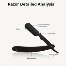 Straight Razor Set - Includes Black Stainless Steel Razor And 10 Blades, Barber Razor For Smooth Shaving And Beard Trimming, Throat Shaving For Precise Mustache And Beard Grooming, Smooth Shave For Barbers And Home Use