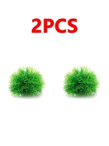 水族箱装饰：塑料假水下草、花球、草堆、鱼缸造景草球、塑料人造水草、玻璃容器微型装饰、人造小型水草 - 彩色 - 查看 22