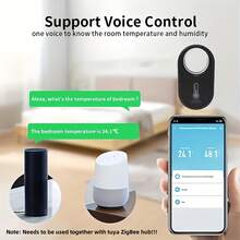 RSH 4 件套 Tuya Zigbee 智能温湿度传感器，悬挂式迷你智能传感器，支持 Alexa 语音控制（需要 Tuya Zigbee 网关），电池供电，适用于家庭、仓库、办公室多种场景。