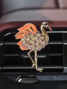 Luxury Alloy Rhinestone Flamingo Shaped Air Freshener Car Vent Clip Decor - Flamingo - View 10