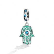 WOSTU 1pc 925 Sterling Silver Hand Pendant Blue Design Charm Bead Fit For Women Original Bracelet Fine Jewelry Gift