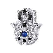 WOSTU 1pc 925 Sterling Silver Hand Pendant Blue Design Charm Bead Fit For Women Original Bracelet Fine Jewelry Gift