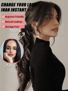 Extension capelli con frangia centrale, molletta per frangia francese diagonale naturale e senza cuciture, ideale per uso quotidiano