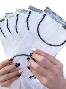 10pcs White Disposable Face Masks With Black Ear Loops, 3-Ply Thick Protective Mask For Adults - White - View 7