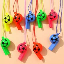 10 piezas de silbatos de plástico de colores pequeños, silbatos para hacer ruido en fiestas con cordón de color, silbato de árbitro de fútbol, accesorios para fiesta de carnaval