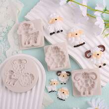 1pc Sheep Shaped Silicone Chocolate Mold, Cake Cookies Mold DIY Goat Candy Gummy Soap Wax Candle Cake Decorating Mold, Random Color - Multicolor - View 2