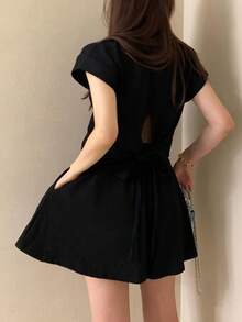 2025 Spring/Autumn Casual Comfortable Long Sleeve Pullover Top - Black - View 6