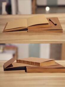 Brown Kraft Cover Sketchbook/Journal/Diary/Note Book With Blank Kraft Paper,Hardcover Sketchbook For Journal For Drawing, Art, Travelers Gifts, Students And Office Supplies(16k/32k 124 Pages),School Supplies,Back To School