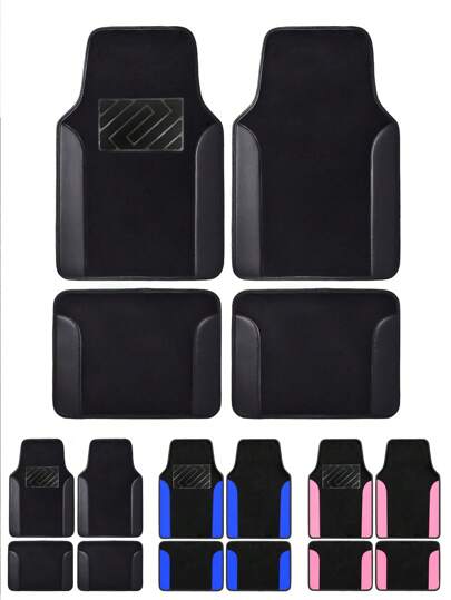 Set di 4/2 tappetini universali per auto, in moquette bicolore con dettagli ,, tappetini auto anteriori e posteriori, set tappetini auto con imbottitura per il tallone, accessori interni per auto dal design elegante, resistenti agli spargimenti per berline, SUV e camion, adattabili a qualsiasi modello, protezione in ogni condizione climatica